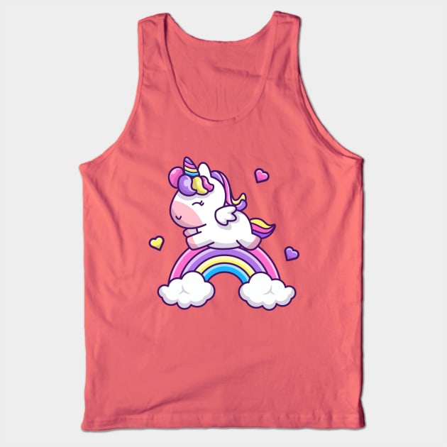 Cute Unicorn With Rainbow Cartoon Tank Top by Catalyst Labs